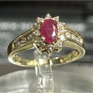 Alwand Vahan designer 14k AV solid yellow gold genuine ruby diamond ring sz 6.25
